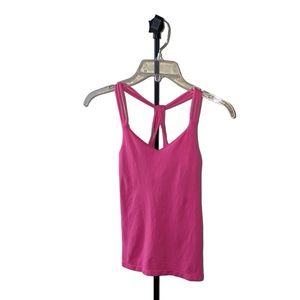 Bebe Pink Cross Strap Tank Top